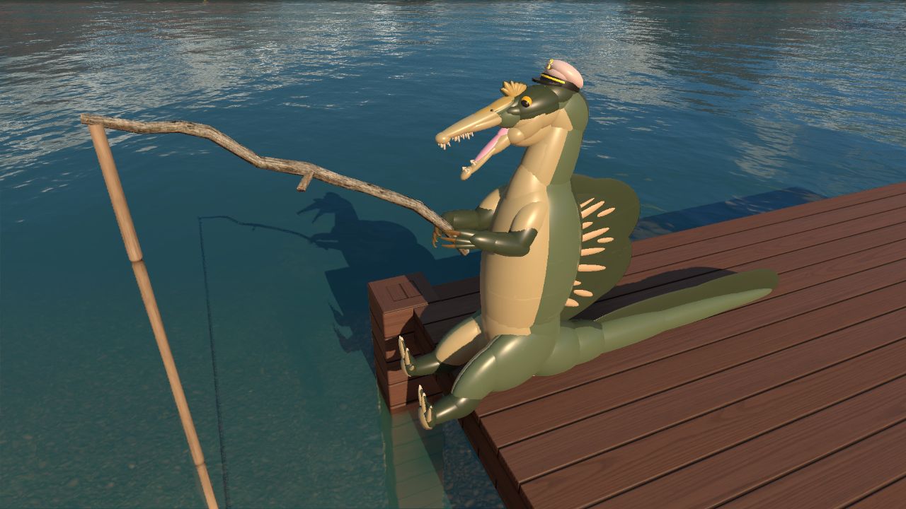 Captain Spinosaurus Mascot - Fishing