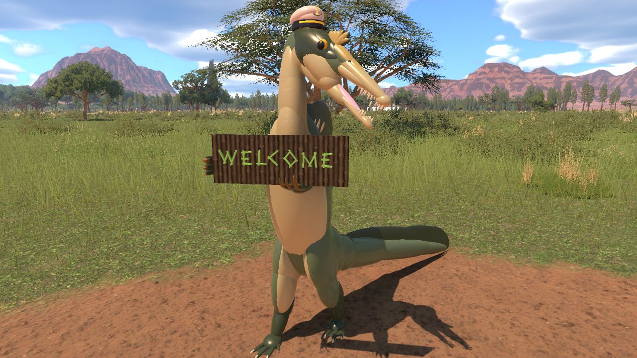 Captain Spinosaurus Mascot - Welcome