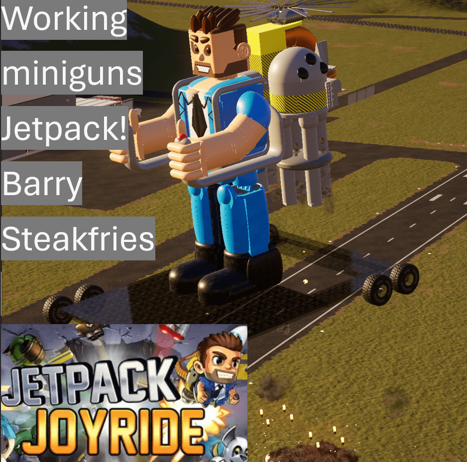 Miniguns Jetpack Joyride working with Barry Steakfries (stable flying system)