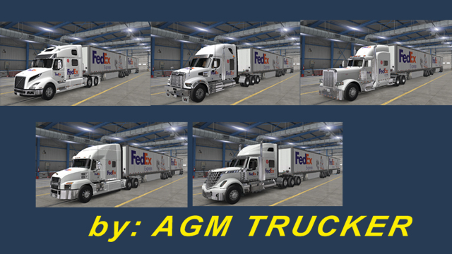 SKIN TRUCK PETERBIL389,VOLVO VNL 2018,WESTERM STAR 49X,INTERNACIONAL LONESTAR,MACK ANTHEM E REBOQUE (FEDEX) (OBS VOLVO 2018 TEM