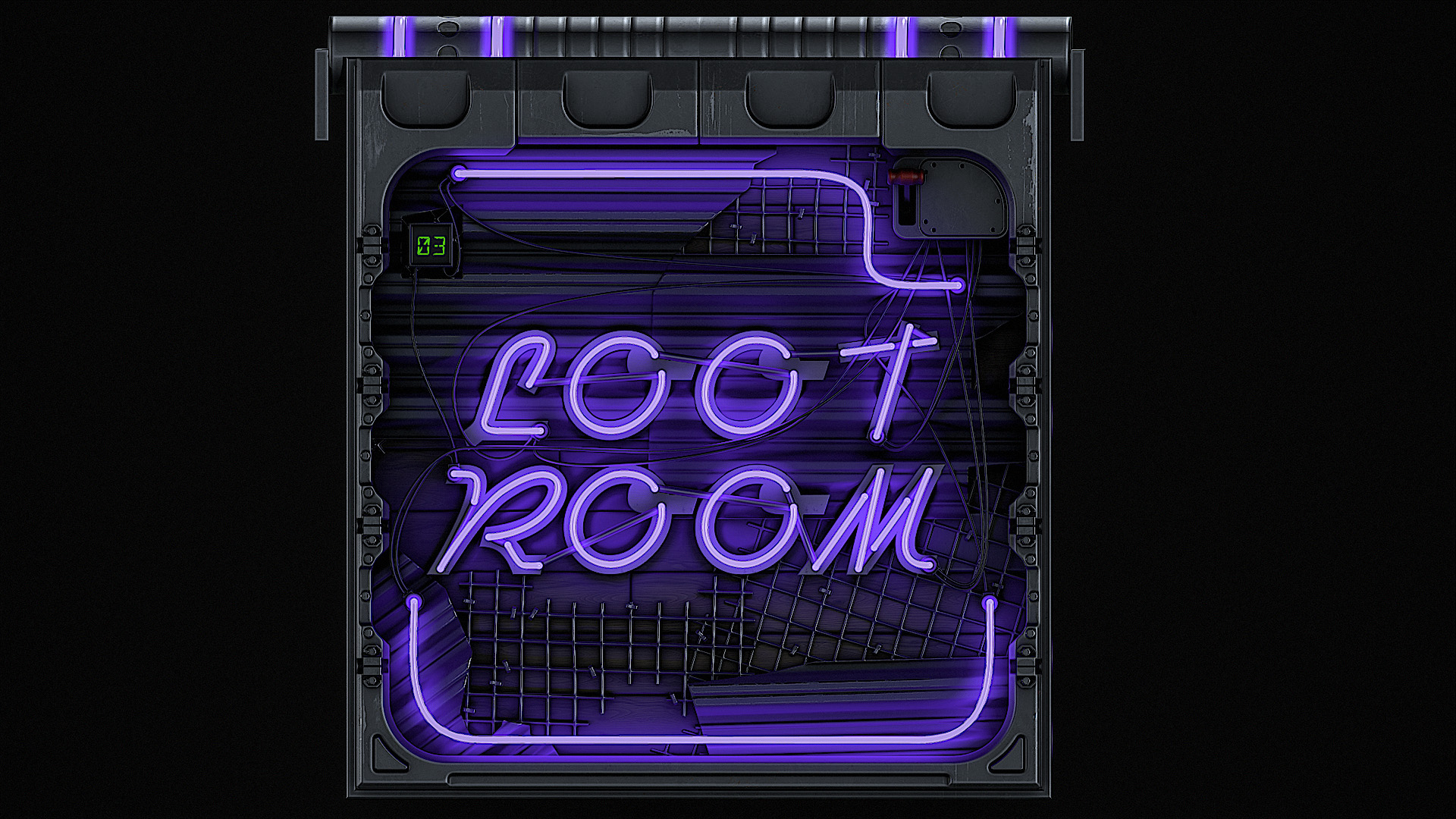 Neon Loot Room Door