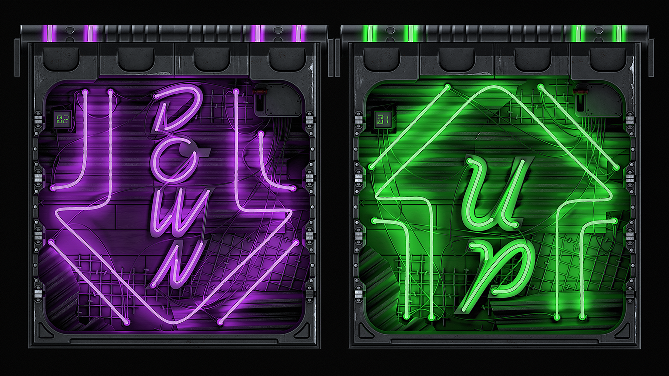 Neon Down Garage Door