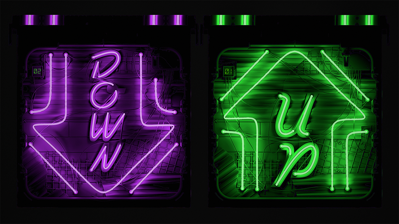 Neon Down Garage Door
