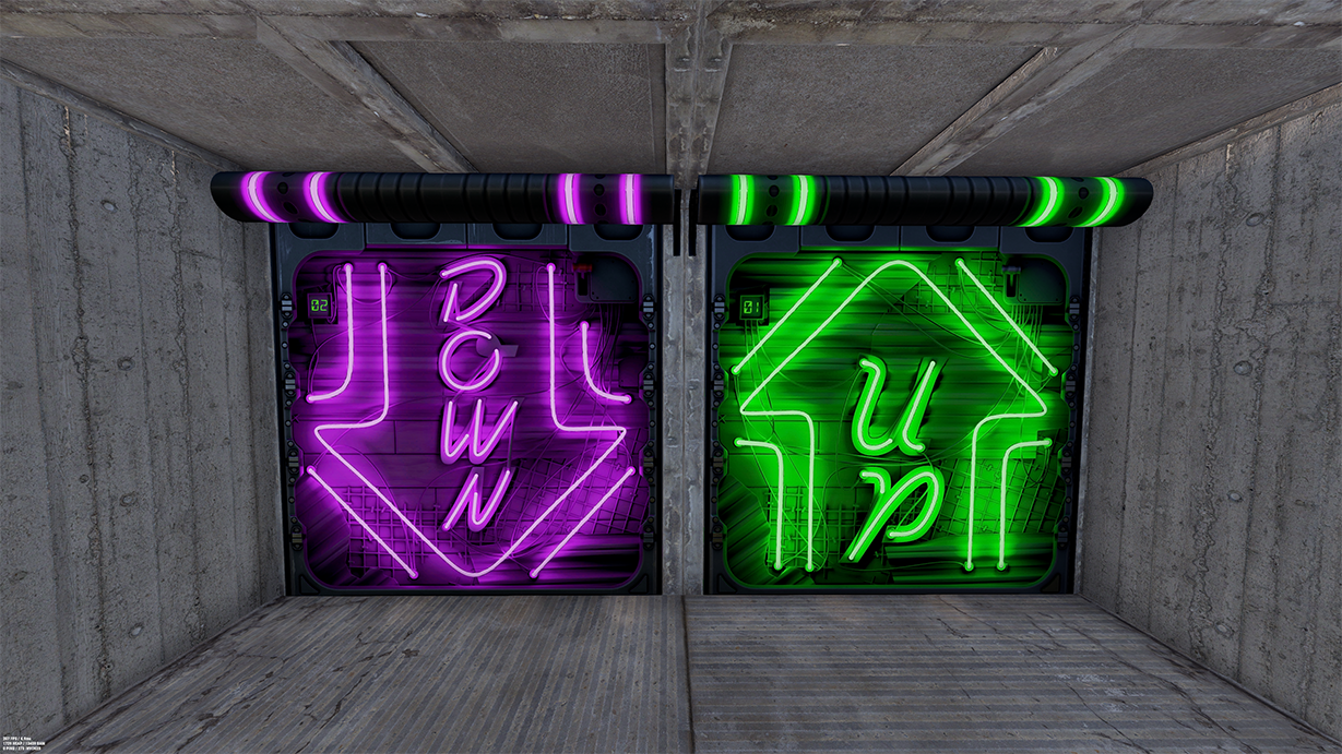 Neon Down Garage Door