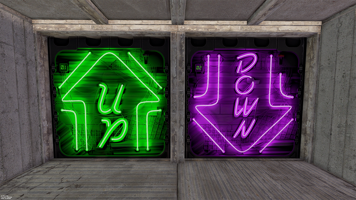 Neon Down Garage Door