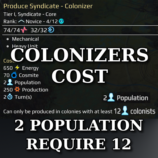 Colonizer Cost - 2 Pop, Req 12