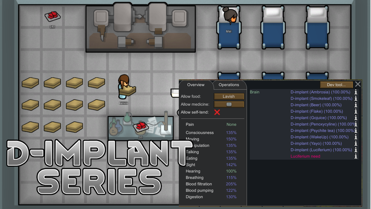 Drug Implant mod preview for RimWorld