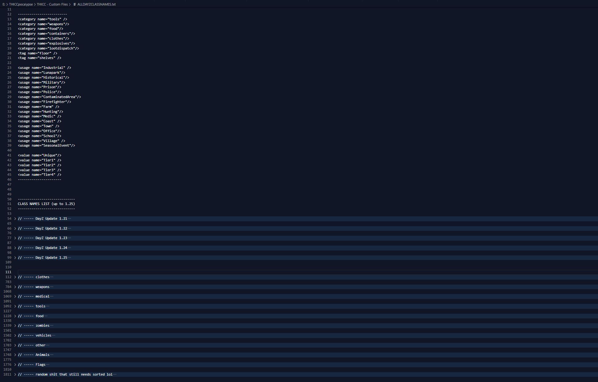 ALL DAYZ CLASSNAMES
