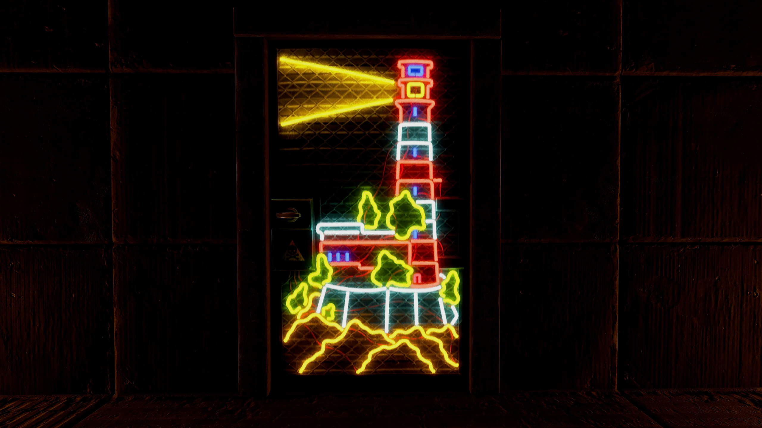 Neon Lighthouse Door