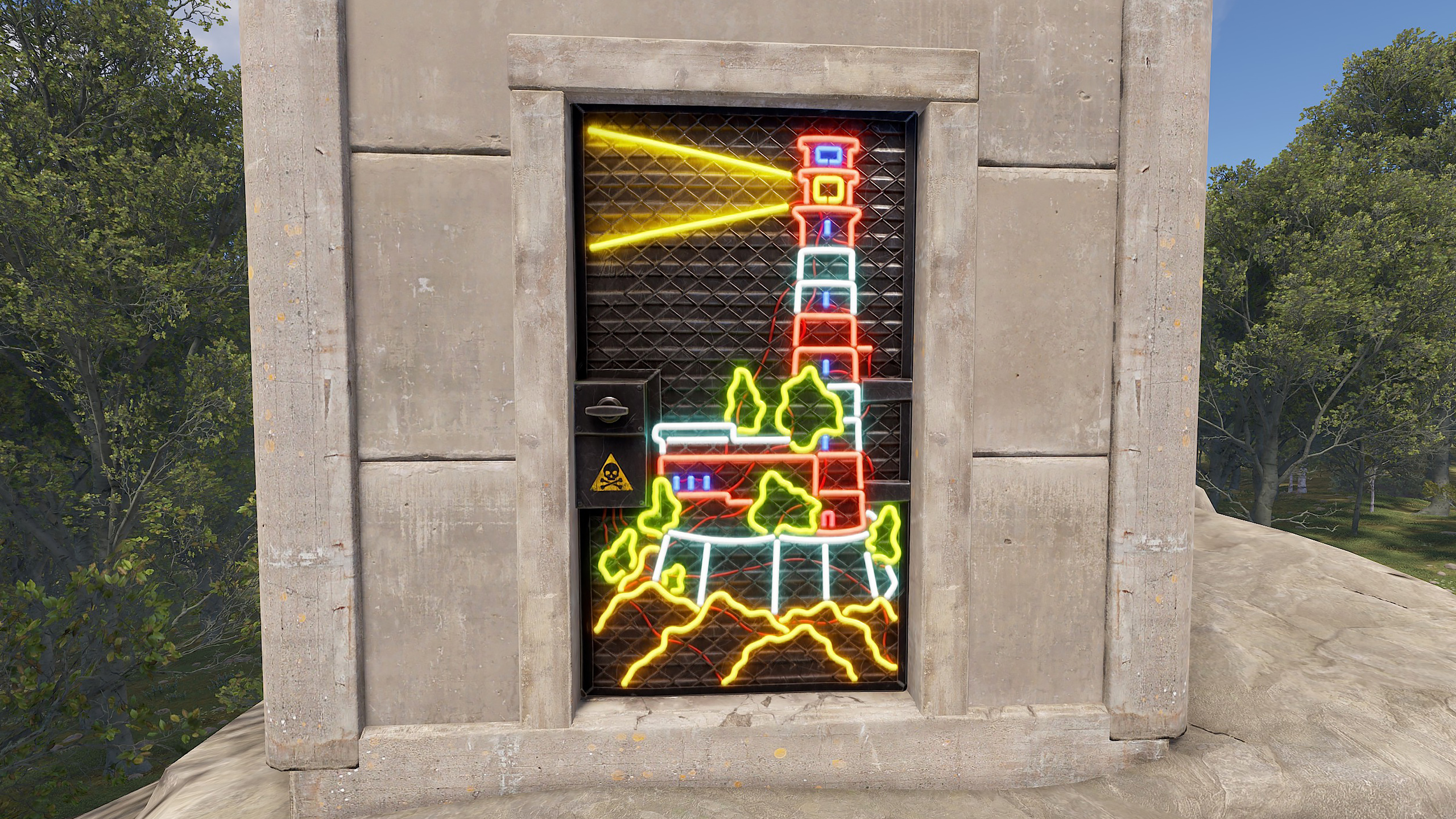 Neon Lighthouse Door