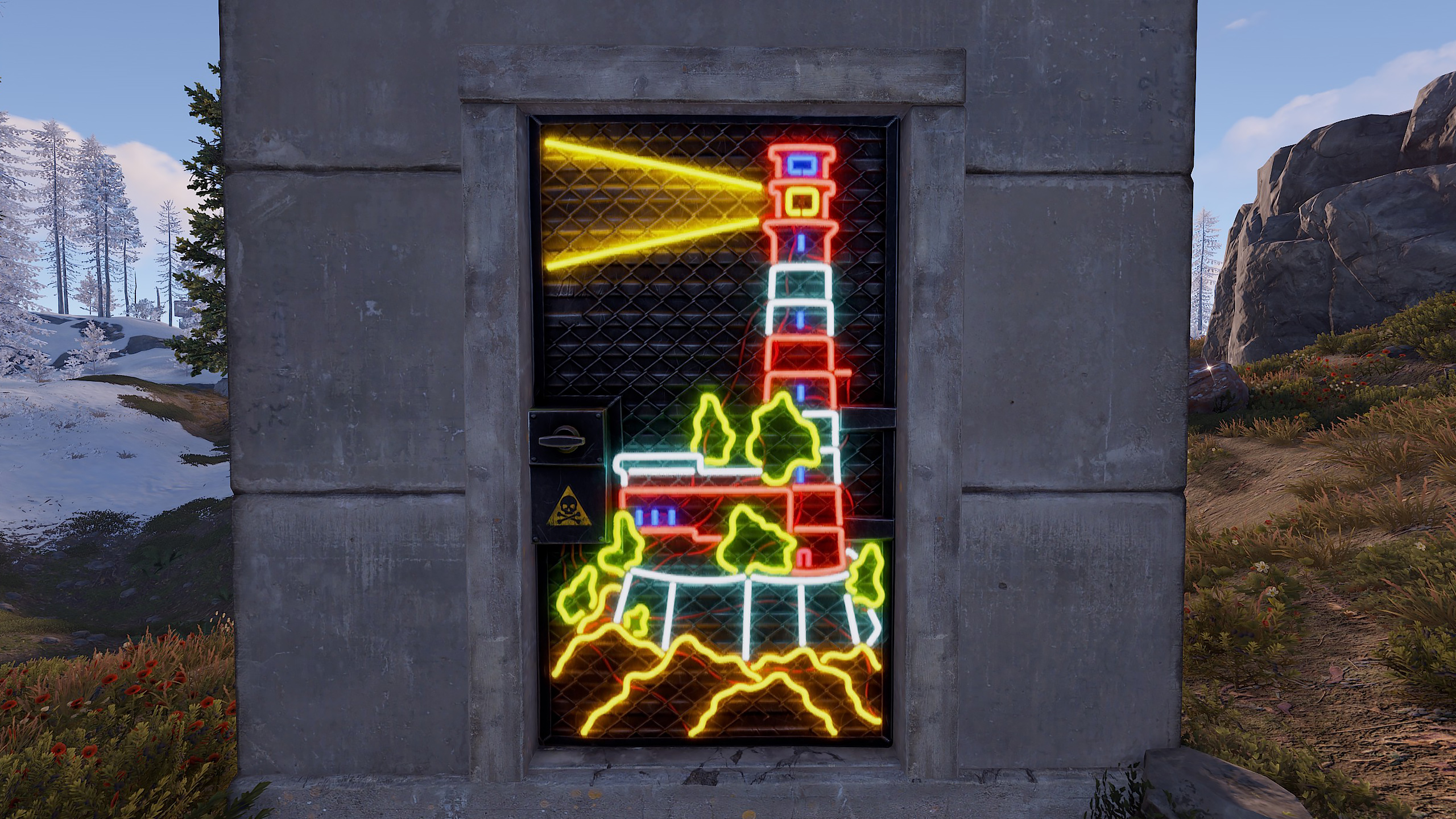 Neon Lighthouse Door