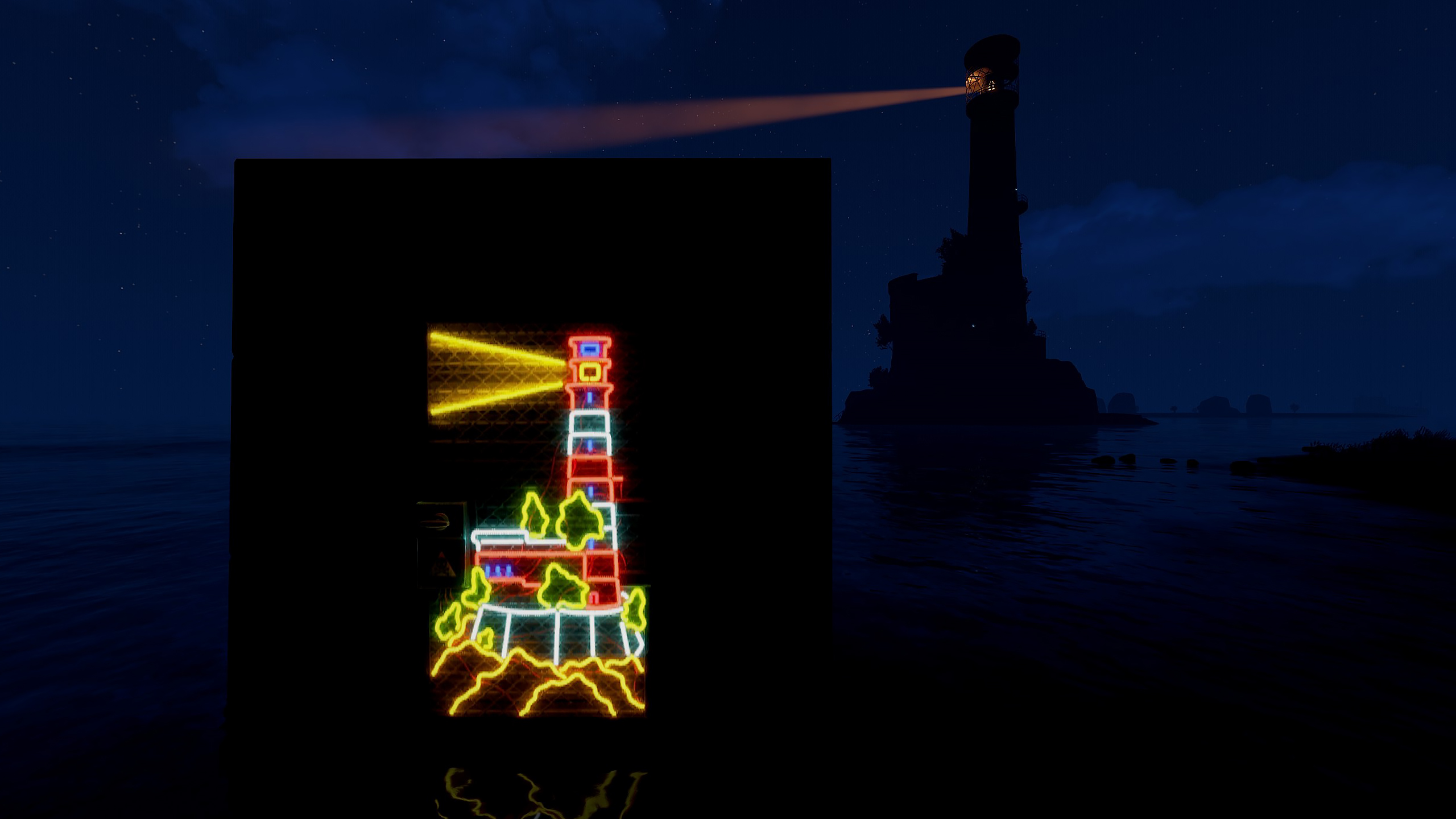 Neon Lighthouse Door