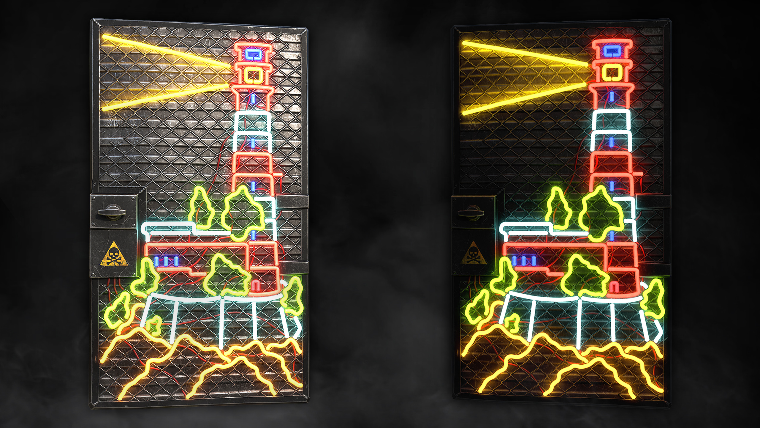 Neon Lighthouse Door