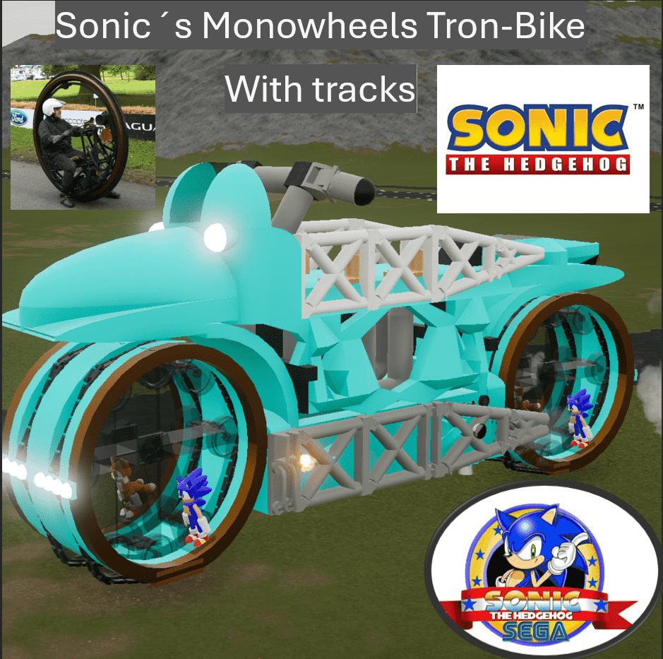 (1.7)Sonic in Monowheels Tron-Bike with tracks