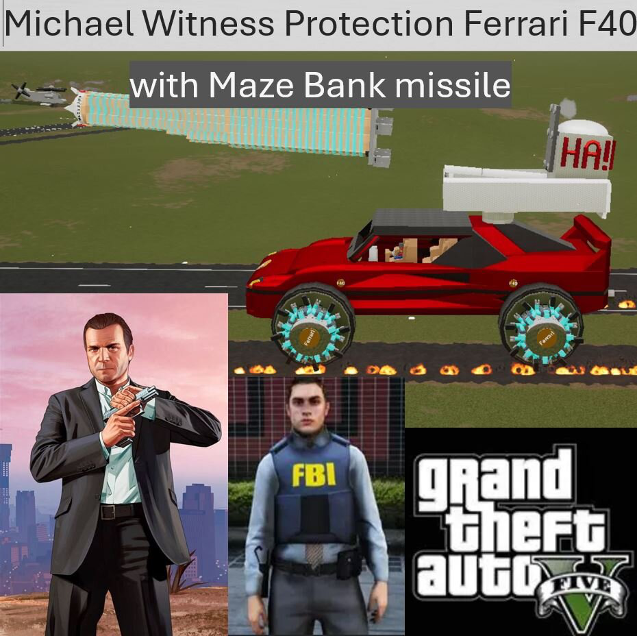 Michael Witness Protection wheels on Ferrari F40 with Maze Bank missile GTA 5