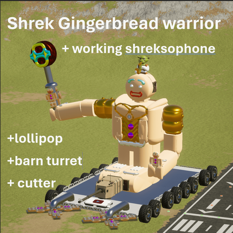 Shreksophone Gingerbread warrior + lollipop sword, cutters & barn turret