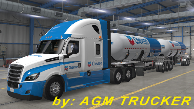 SKIN TRUCK FREIGHTLINER CASCADINHA E REBOQUE (CHEVRON) - CANAL AGM TRUCKER