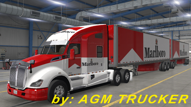 SKIN TRUCK KENWORTH T680 E REBOQUE (MARLBORO) - CANAL AGM TRUCKER