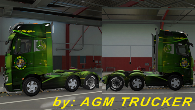 SKIN TRUCK MERCEDES ACTROS SIMULADORES E SUCADAS (ED+SIMULADOR) - CANAL AGM TRUCKER