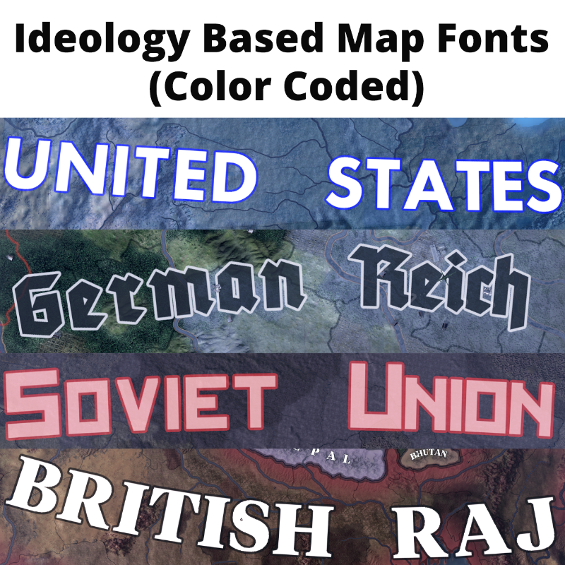 Ideology Based Map Fonts (Color Coded)