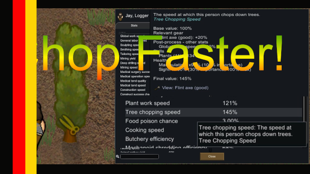 Tree Chopping Speed Stat Deutsch mod preview for RimWorld