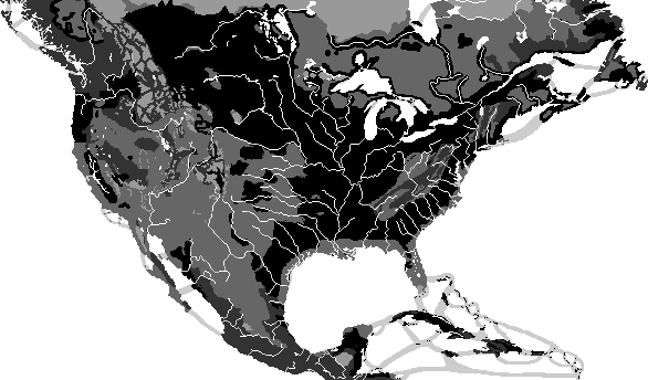 Detailed North American Terrain Map With Rivers