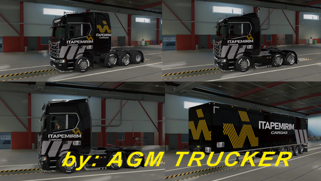 SKIN TRUCK SCANIA S (CAB B M A E 8X4 E REBOQUE ITAPEMIRIM PRETA SELO) (NILDO GOMES GAMER) - CANAL AGM TRUCKER
