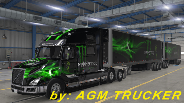 SKIN TRUCK VOLVO VNL 2018 E REBOQUE ATS (MONSTER) - CANAL AGM TRUCKER