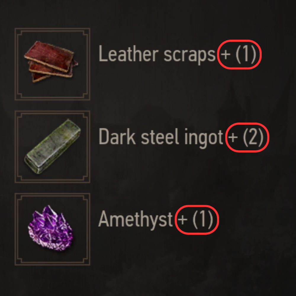 Component Quantity Received on Dismantle Screen