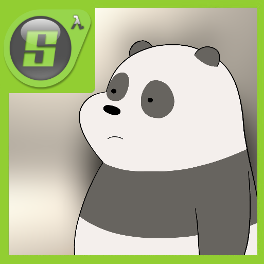 Panda bear over male_07