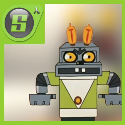 Evil robot hare over male_09