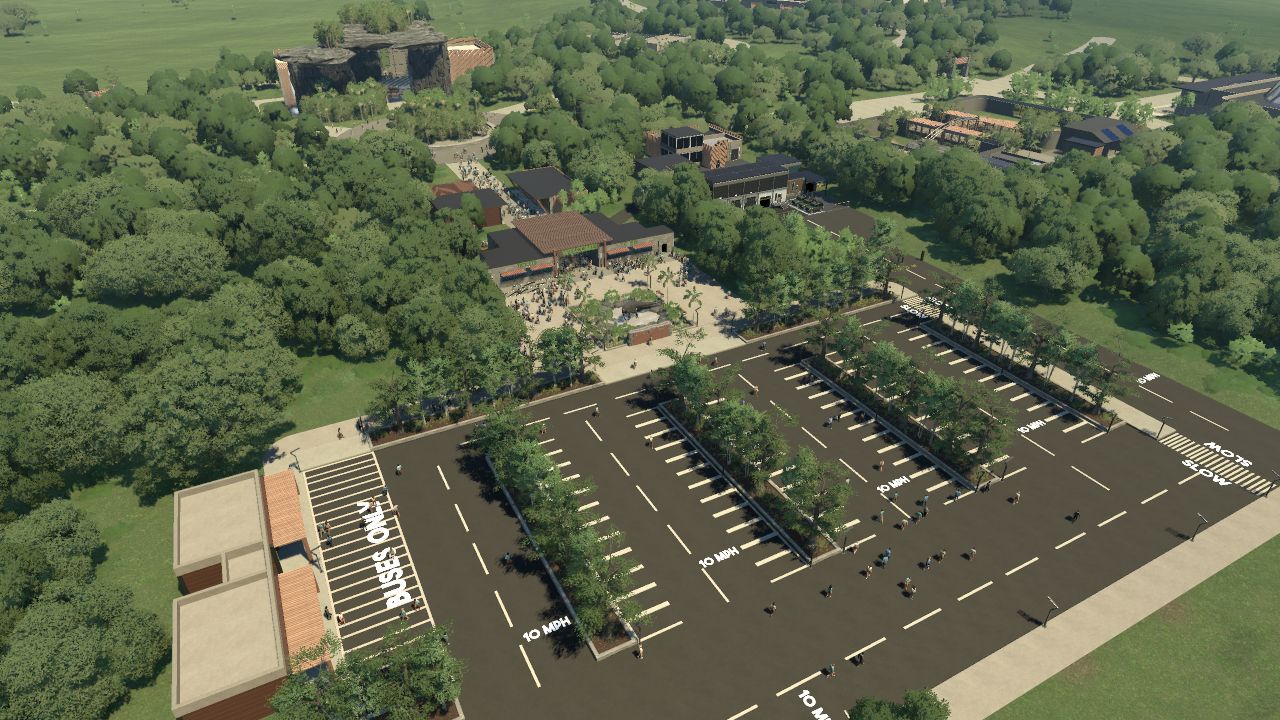 Realistic AIO Entrance with Parking lot