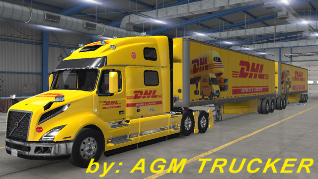 SKIN TRUCK VOLVO VNL 2018 ATS E REBOQUE (DHL) - CANAL AGM TRUCKER