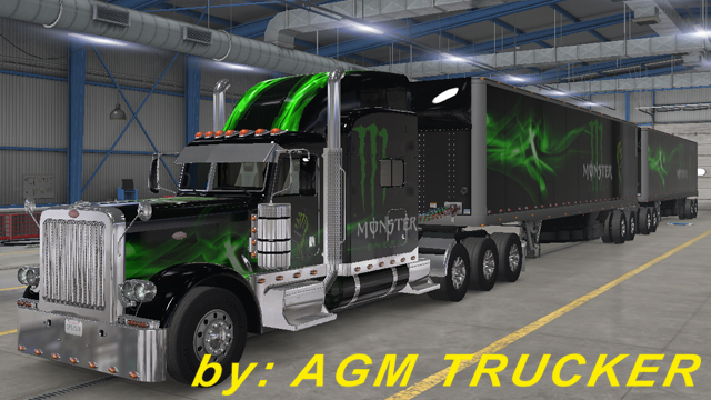 SKIN TRUCK PETERBILT 389 ATS E REBOQUE (MONSTER) - CANAL AGM TRUCKER