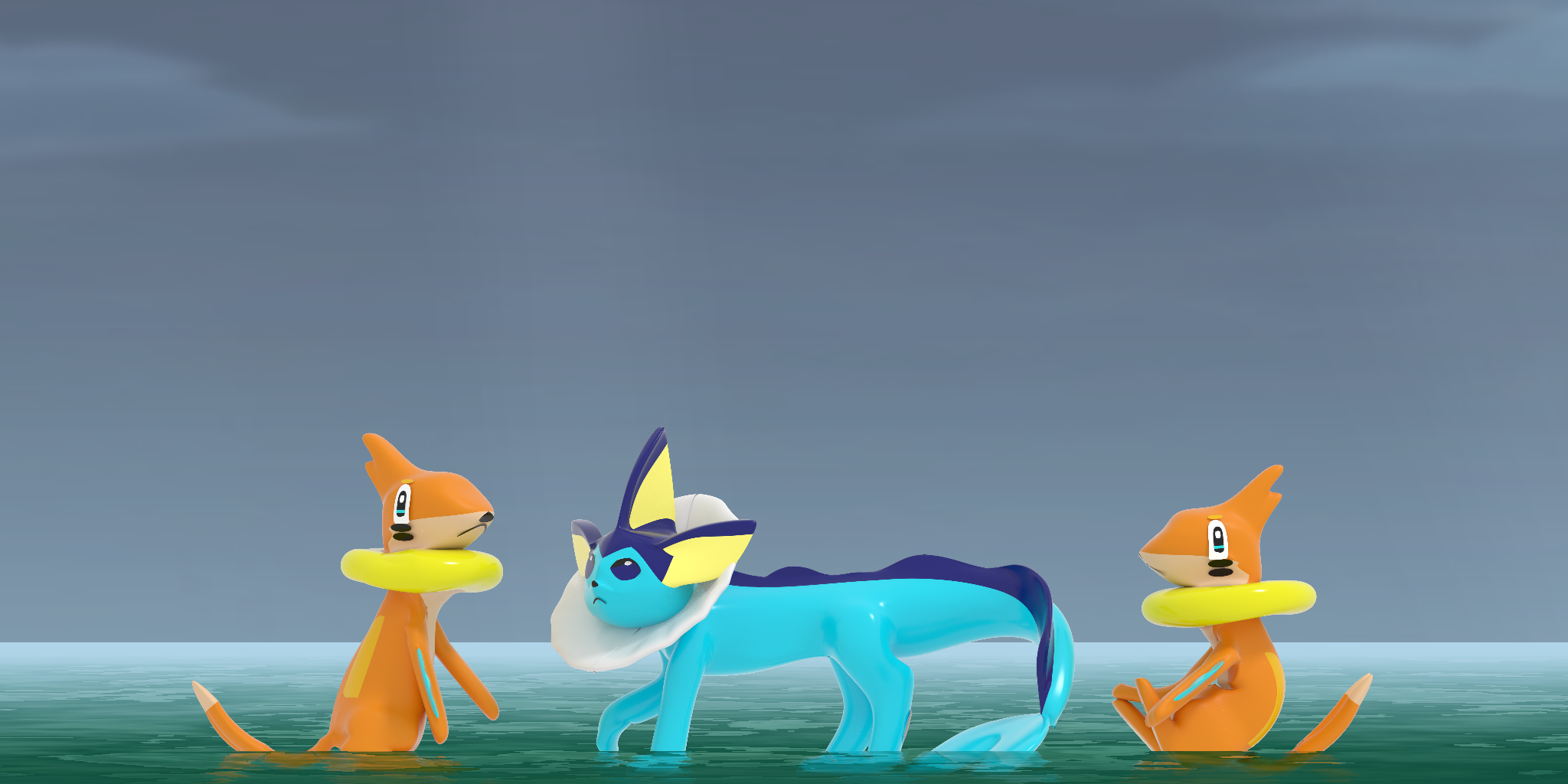 Buizel and Vaporeon