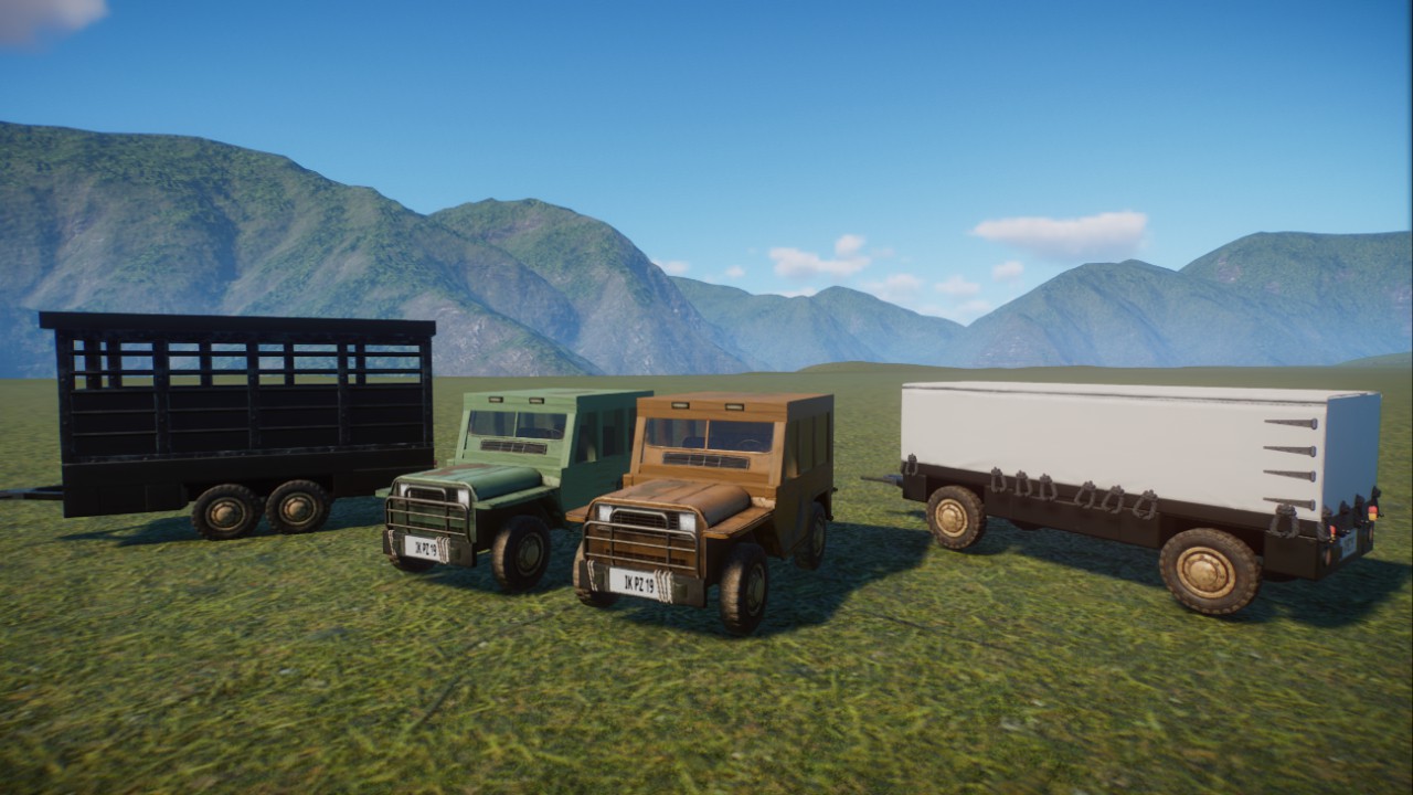 2 off-road vehicles with trailers, 2 Geländewagen mit Anhängern