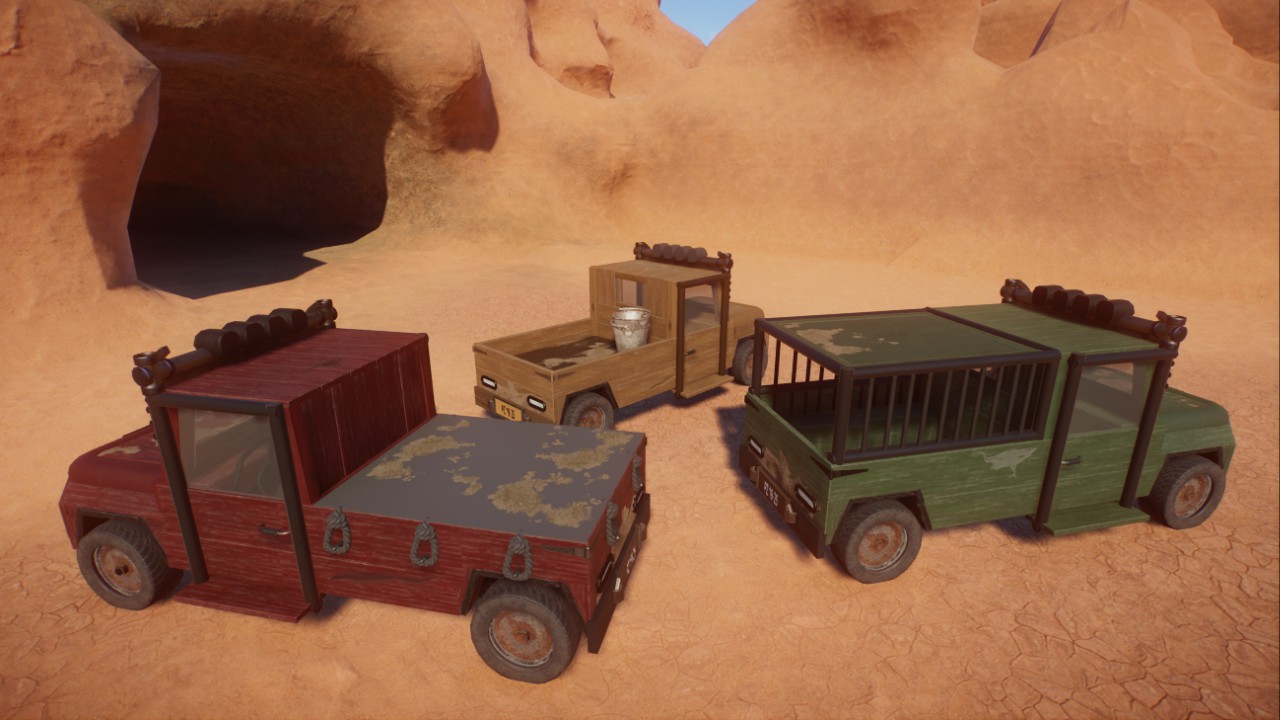 3 different pickups/ trucks, 3 verschiedene Trucks/ Pickups