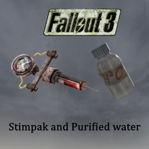 Stimpak and Purified water from Fallout 3 (Medkit)