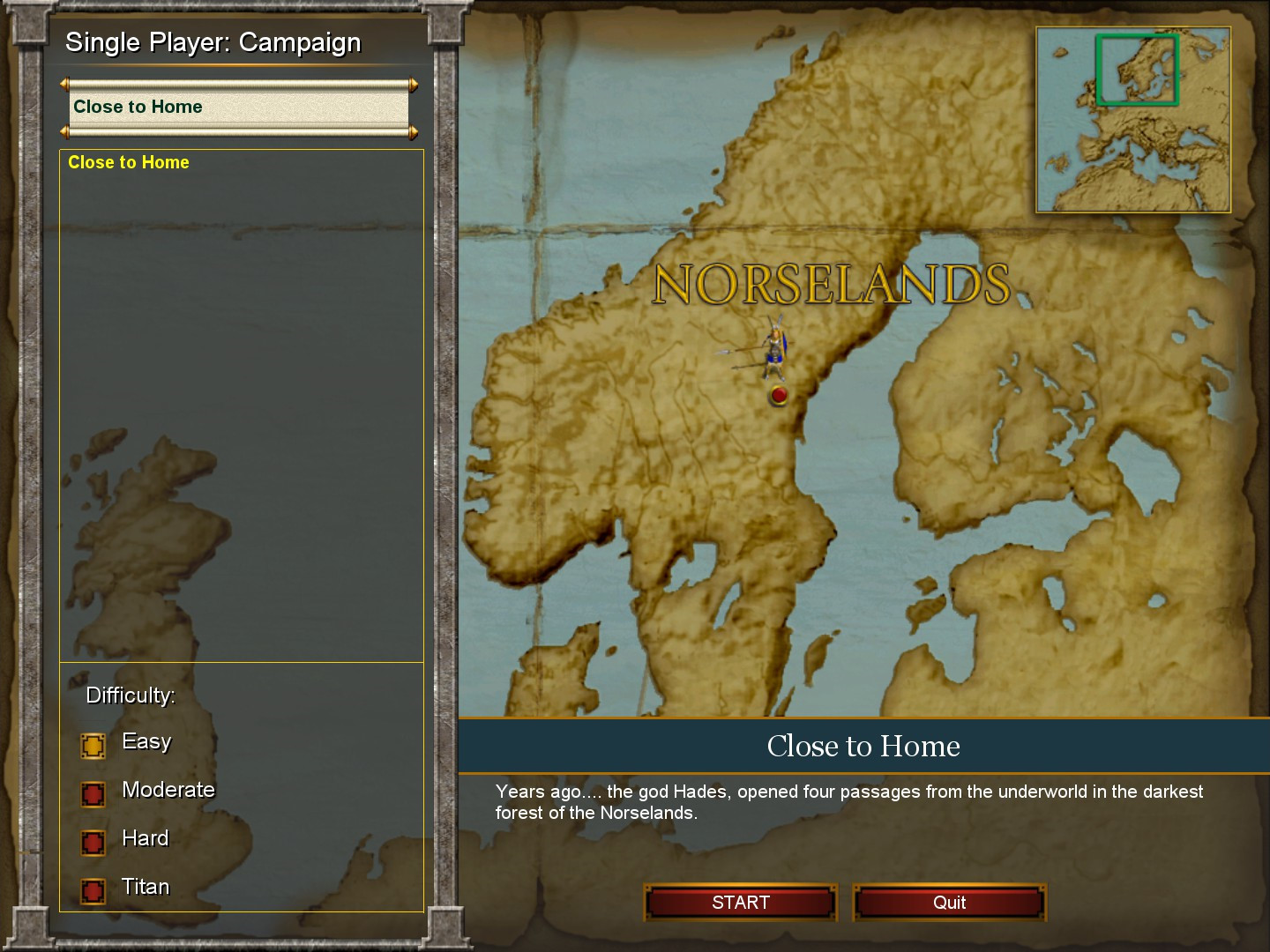 Close to Home Campaign Menu