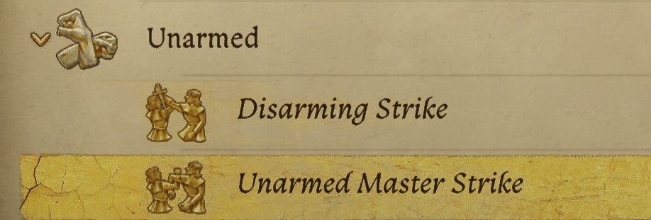 "Unarmed master strike" and "Disarm" perks enabler