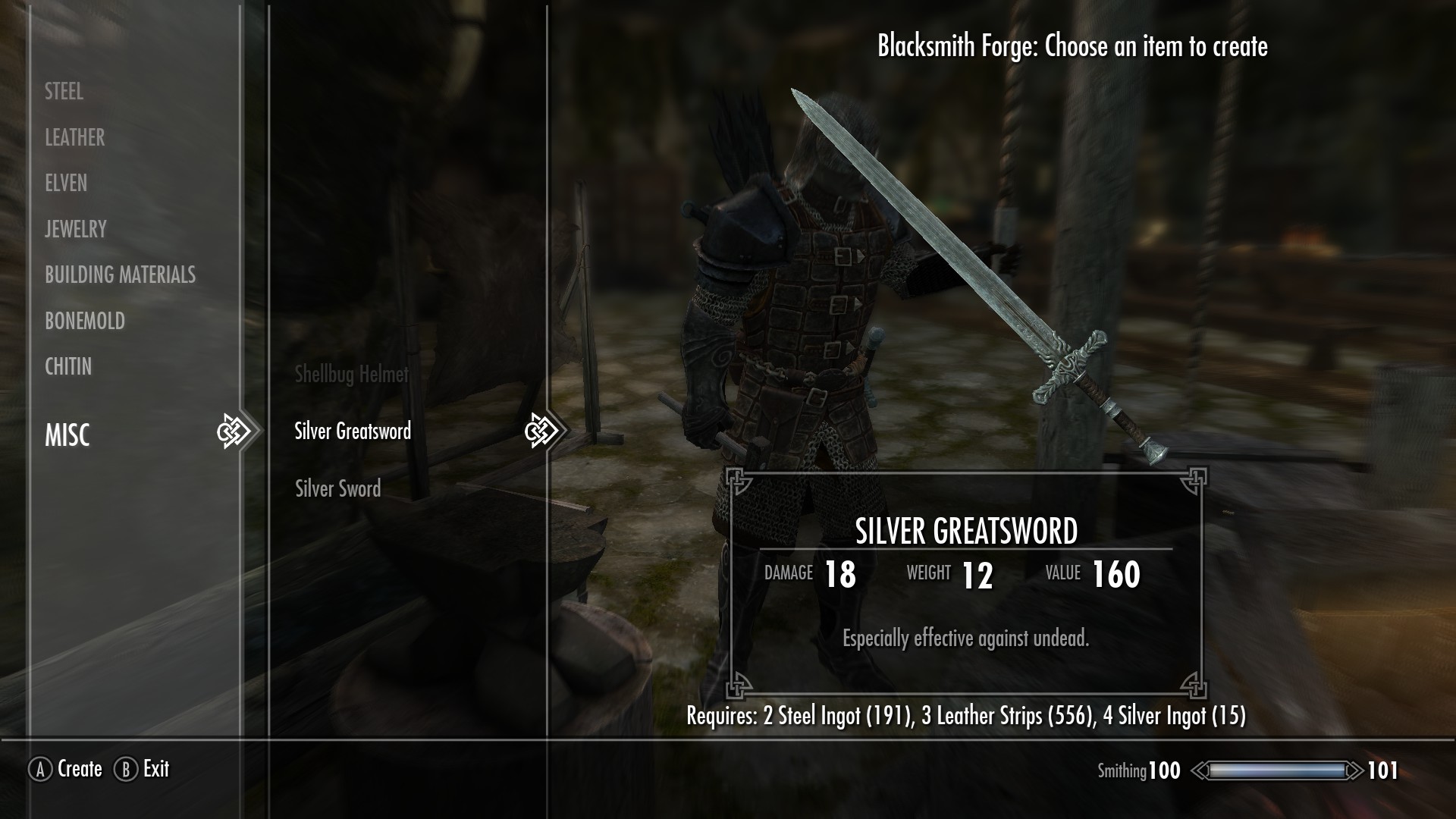 Craftable Silver Swords