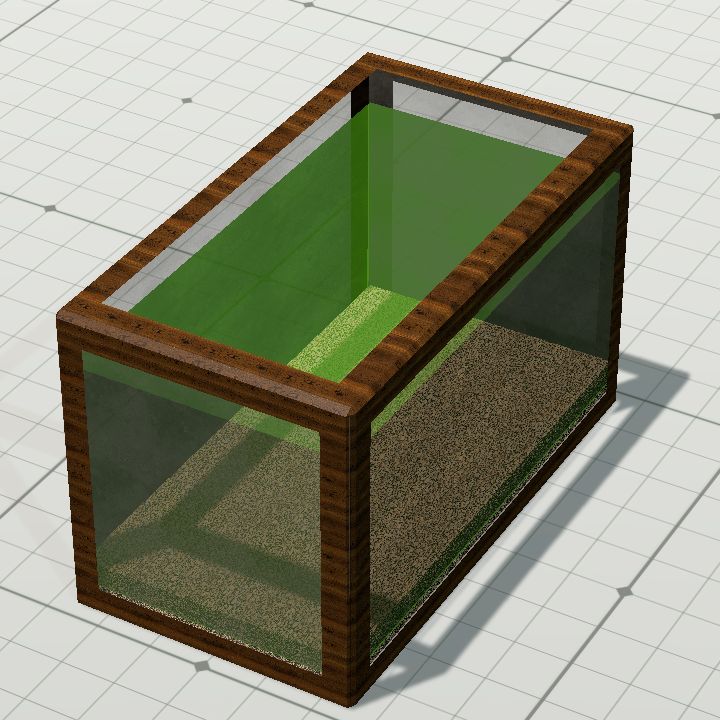 Aquarium, Wood frame with green water