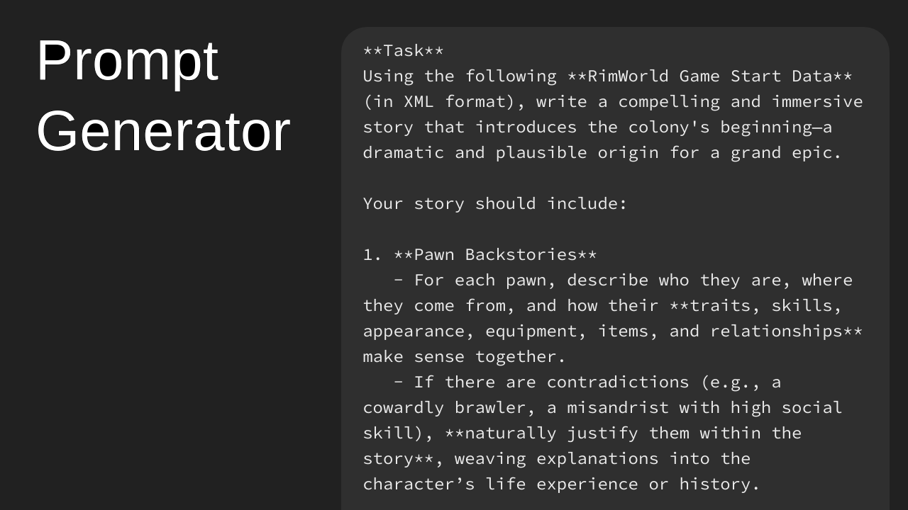 Prompt Generator mod preview for RimWorld