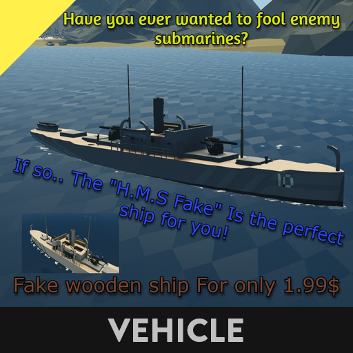 Fake wooden ship "S.S Fake" Movable prop ship with working guns [Can also be used as a target ship]