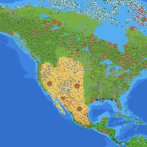 North America Map populated