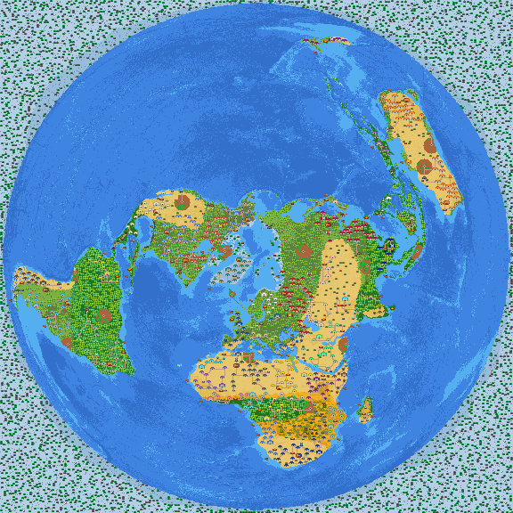 Map of Earth populated