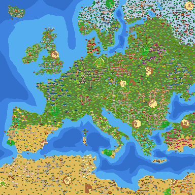 Map of Europe populated
