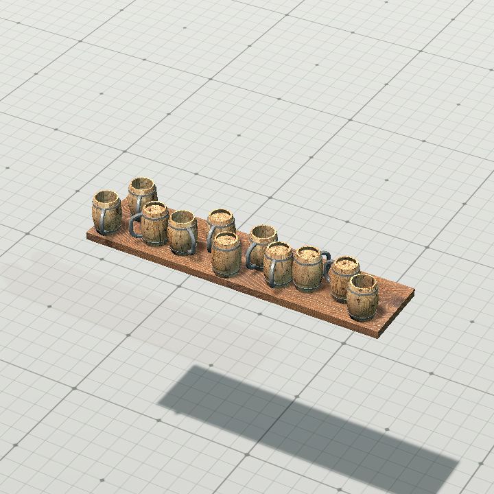 beer cups on shelv