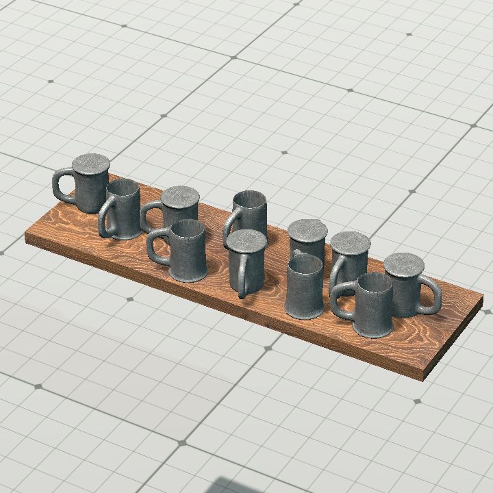 tavern cups on shelf
