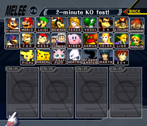 Menu 1 - Super Smash Bros. Melee